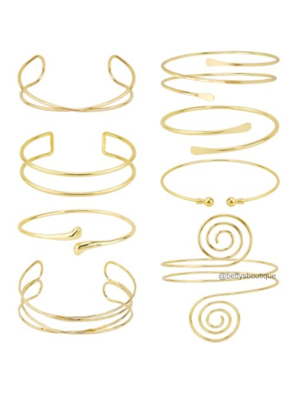 Arm Cuff Set 8PCS Adjustable Metal Cuffs Stackable Arm Jewelry for Party Prom